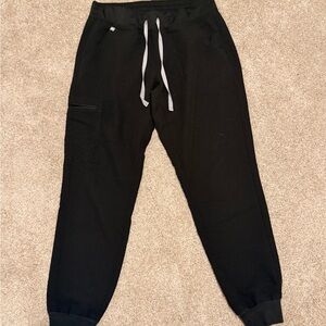 Figs Black Joggers with Gray Drawstring